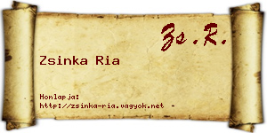 Zsinka Ria névjegykártya